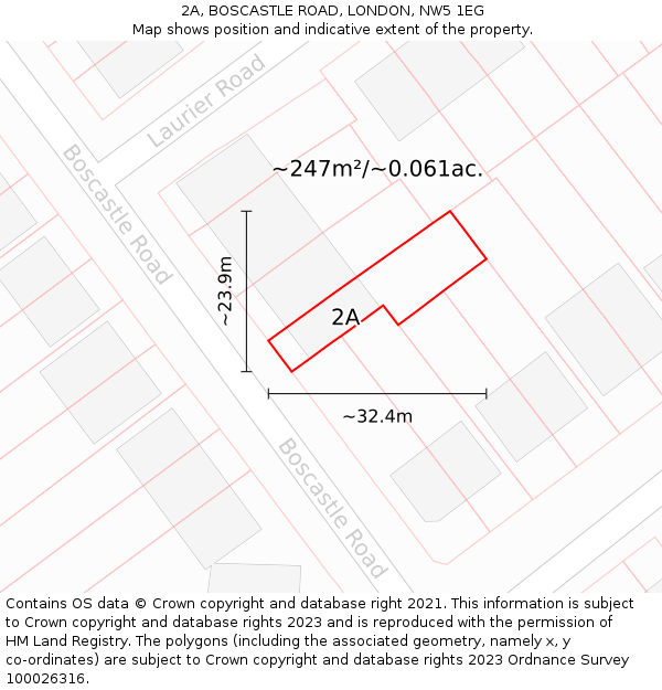 2A, BOSCASTLE ROAD, LONDON, NW5 1EG: Plot and title map