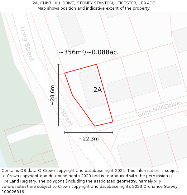 2A, CLINT HILL DRIVE, STONEY STANTON, LEICESTER, LE9 4DB: Plot and title map