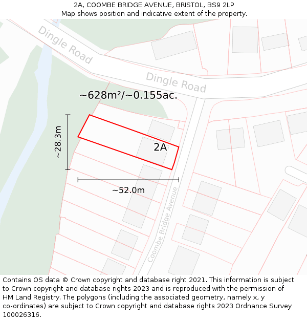 2A, COOMBE BRIDGE AVENUE, BRISTOL, BS9 2LP: Plot and title map