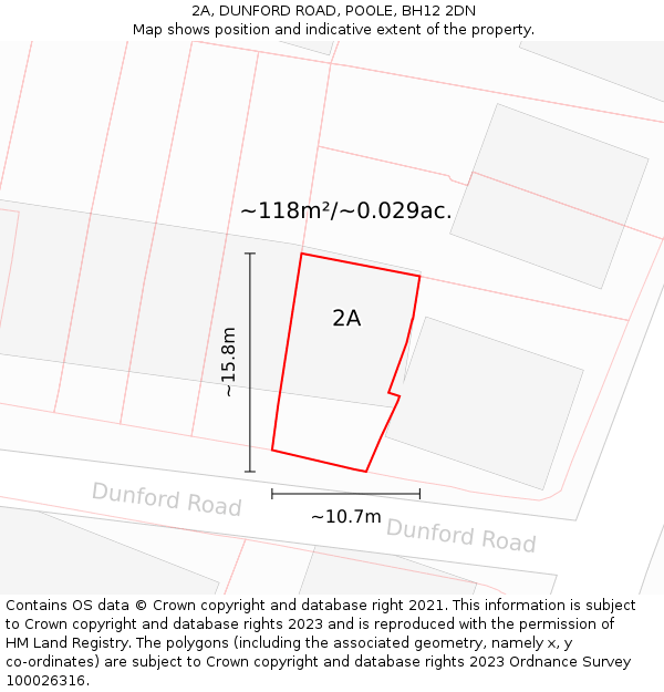 2A, DUNFORD ROAD, POOLE, BH12 2DN: Plot and title map