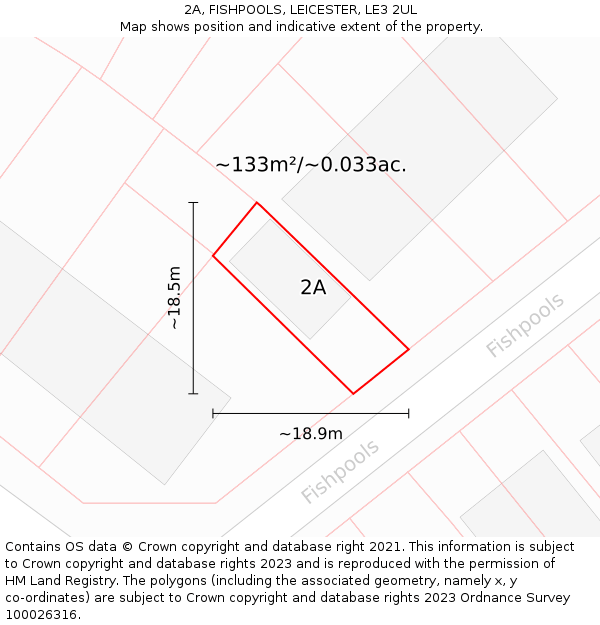 2A, FISHPOOLS, LEICESTER, LE3 2UL: Plot and title map