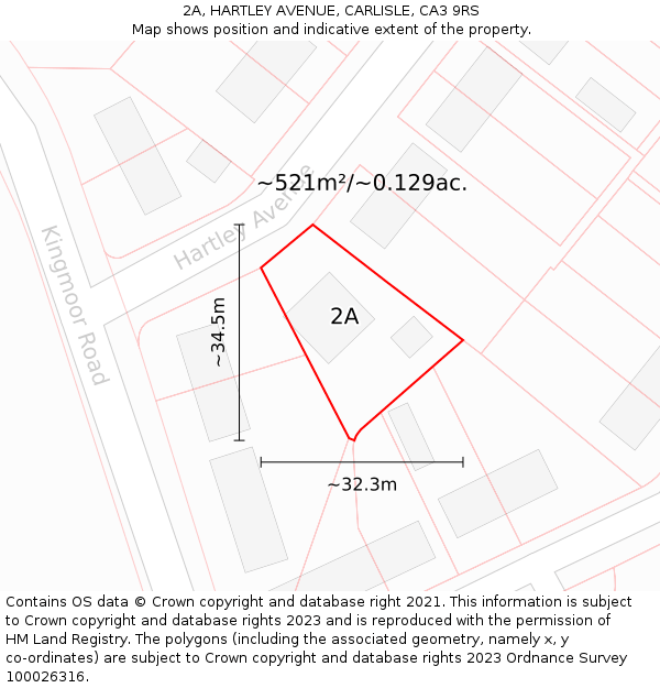 2A, HARTLEY AVENUE, CARLISLE, CA3 9RS: Plot and title map