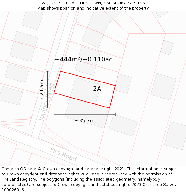 2A, JUNIPER ROAD, FIRSDOWN, SALISBURY, SP5 1SS: Plot and title map