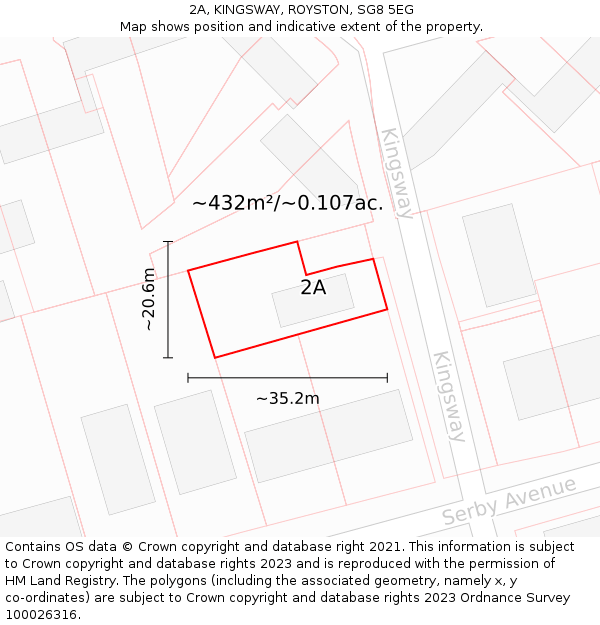 2A, KINGSWAY, ROYSTON, SG8 5EG: Plot and title map