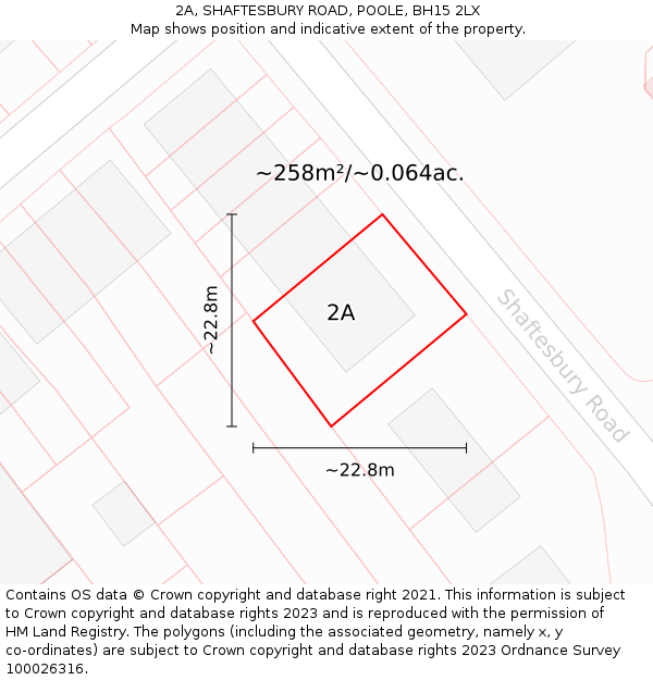 2A, SHAFTESBURY ROAD, POOLE, BH15 2LX: Plot and title map