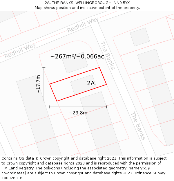 2A, THE BANKS, WELLINGBOROUGH, NN9 5YX: Plot and title map