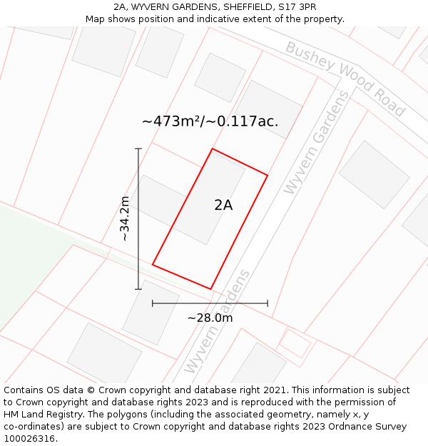 2A, WYVERN GARDENS, SHEFFIELD, S17 3PR: Plot and title map