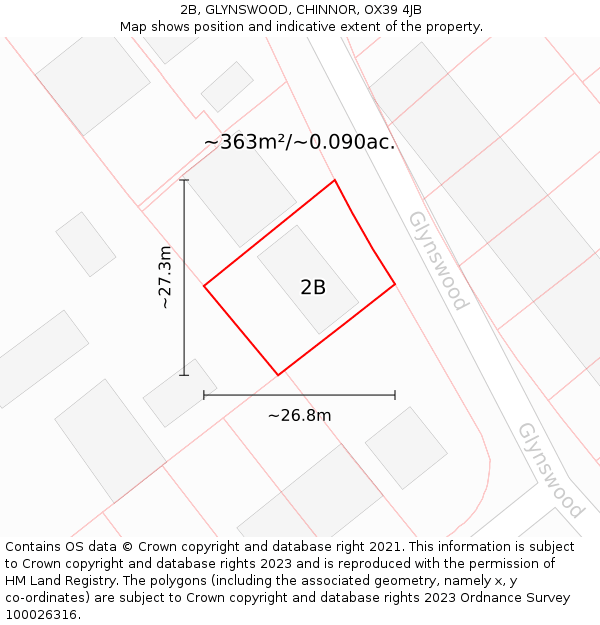 2B, GLYNSWOOD, CHINNOR, OX39 4JB: Plot and title map