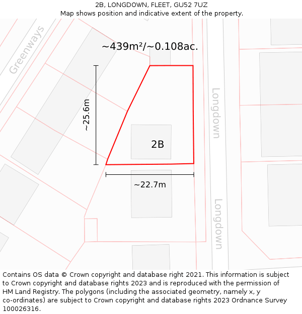 2B, LONGDOWN, FLEET, GU52 7UZ: Plot and title map