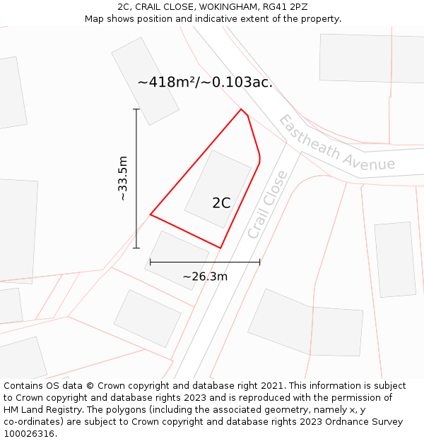 2C, CRAIL CLOSE, WOKINGHAM, RG41 2PZ: Plot and title map