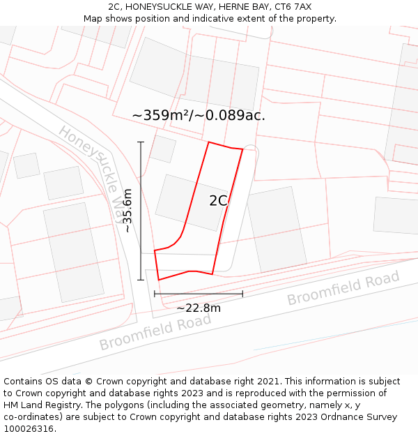 2C, HONEYSUCKLE WAY, HERNE BAY, CT6 7AX: Plot and title map