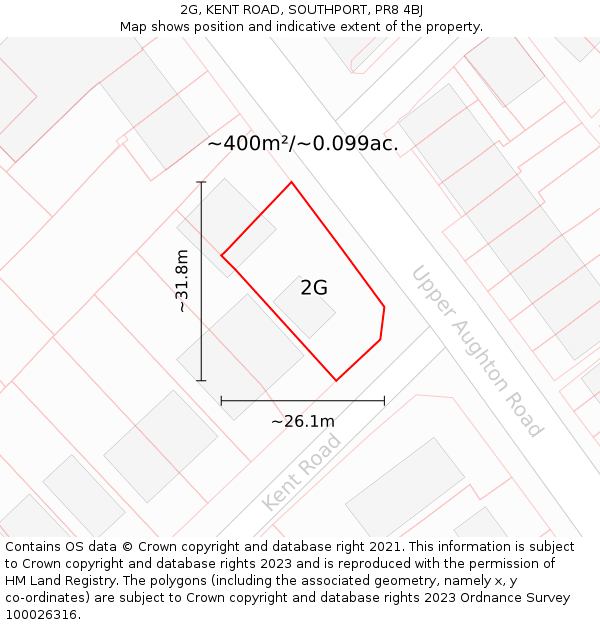 2G, KENT ROAD, SOUTHPORT, PR8 4BJ: Plot and title map