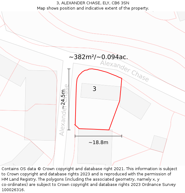 3, ALEXANDER CHASE, ELY, CB6 3SN: Plot and title map