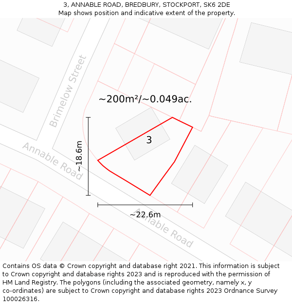 3, ANNABLE ROAD, BREDBURY, STOCKPORT, SK6 2DE: Plot and title map