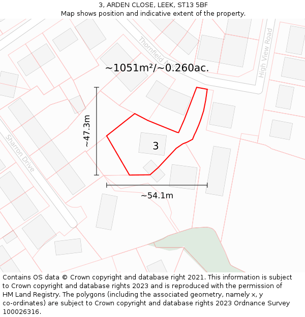 3, ARDEN CLOSE, LEEK, ST13 5BF: Plot and title map