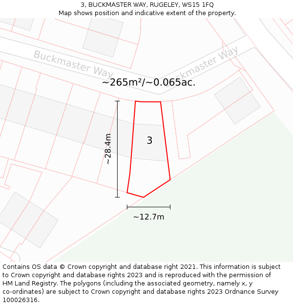 3, BUCKMASTER WAY, RUGELEY, WS15 1FQ: Plot and title map