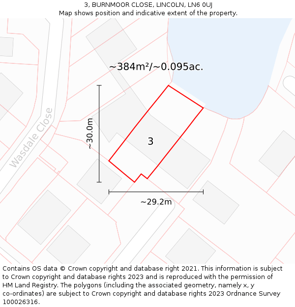 3, BURNMOOR CLOSE, LINCOLN, LN6 0UJ: Plot and title map