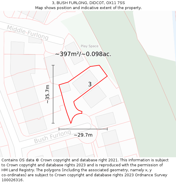 3, BUSH FURLONG, DIDCOT, OX11 7SS: Plot and title map