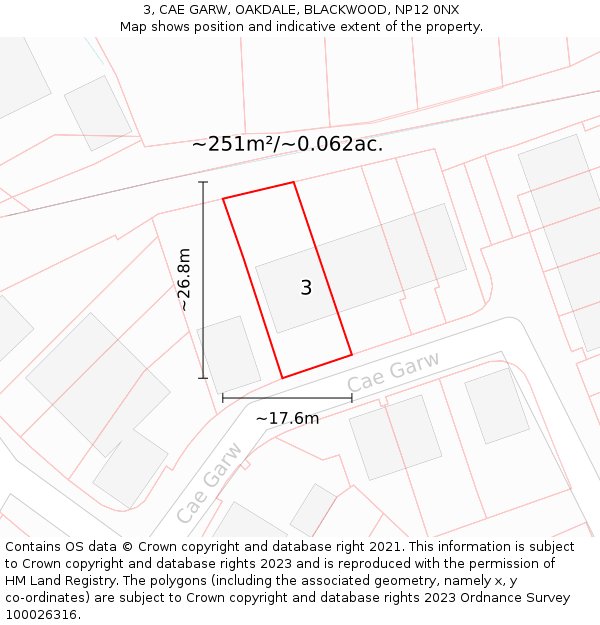 3, CAE GARW, OAKDALE, BLACKWOOD, NP12 0NX: Plot and title map