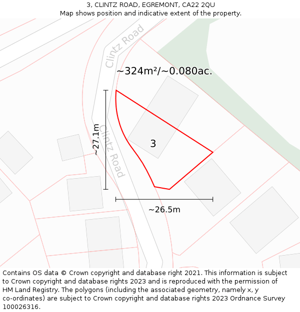 3, CLINTZ ROAD, EGREMONT, CA22 2QU: Plot and title map