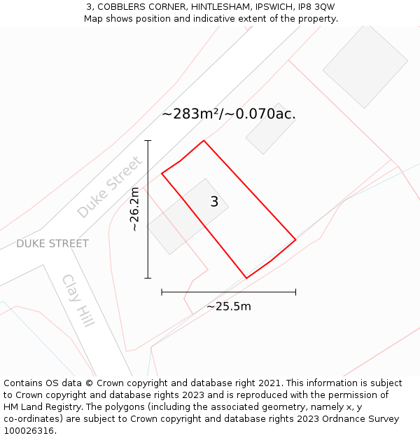 3, COBBLERS CORNER, HINTLESHAM, IPSWICH, IP8 3QW: Plot and title map