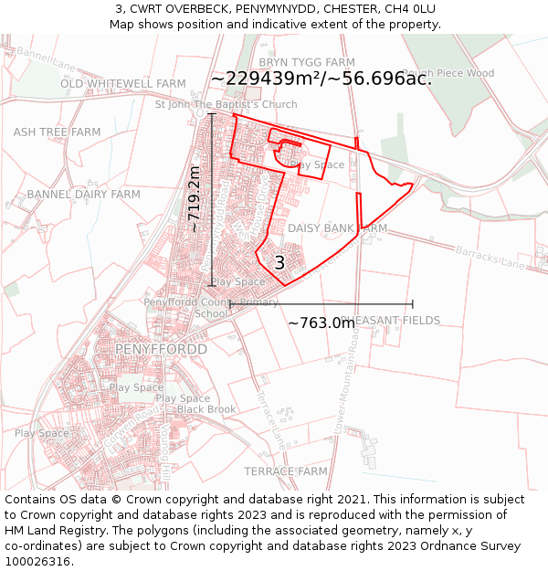 3, CWRT OVERBECK, PENYMYNYDD, CHESTER, CH4 0LU: Plot and title map