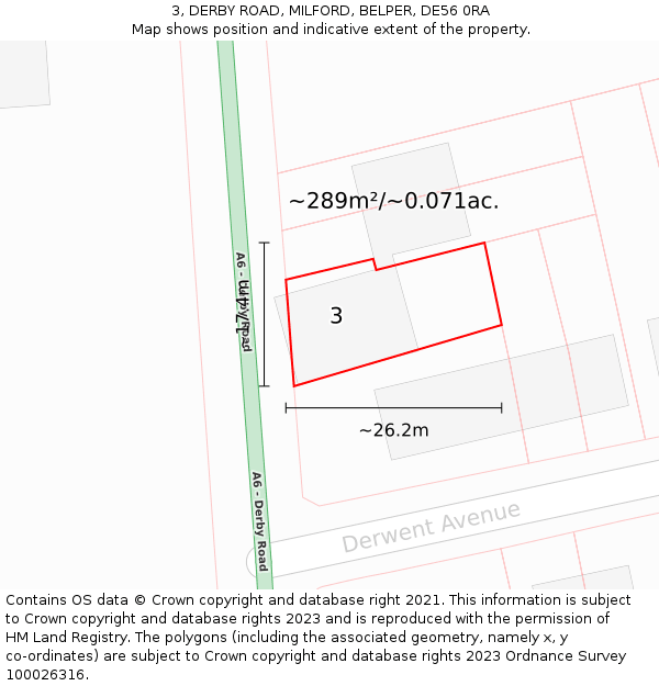 3, DERBY ROAD, MILFORD, BELPER, DE56 0RA: Plot and title map