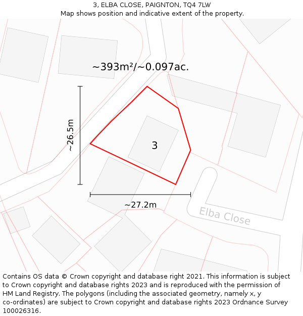 3, ELBA CLOSE, PAIGNTON, TQ4 7LW: Plot and title map