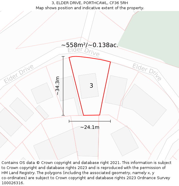 3, ELDER DRIVE, PORTHCAWL, CF36 5RH: Plot and title map