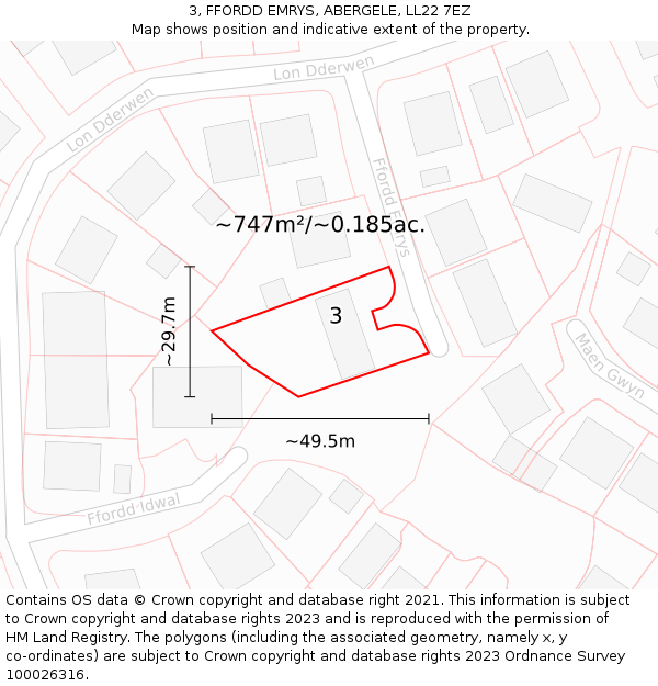 3, FFORDD EMRYS, ABERGELE, LL22 7EZ: Plot and title map