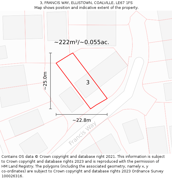 3, FRANCIS WAY, ELLISTOWN, COALVILLE, LE67 1FS: Plot and title map