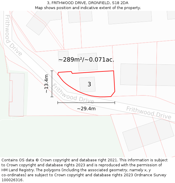 3, FRITHWOOD DRIVE, DRONFIELD, S18 2DA: Plot and title map