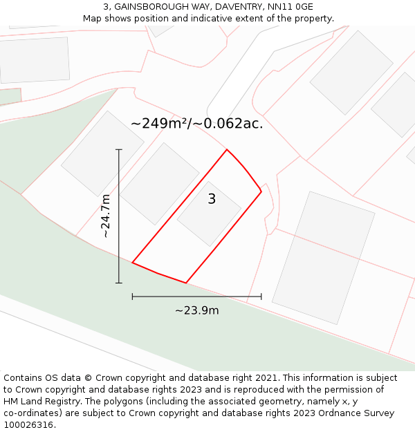 3, GAINSBOROUGH WAY, DAVENTRY, NN11 0GE: Plot and title map