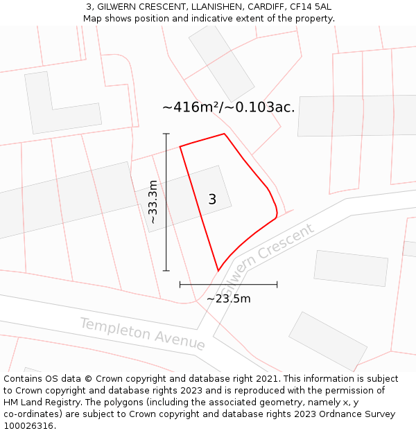 3, GILWERN CRESCENT, LLANISHEN, CARDIFF, CF14 5AL: Plot and title map