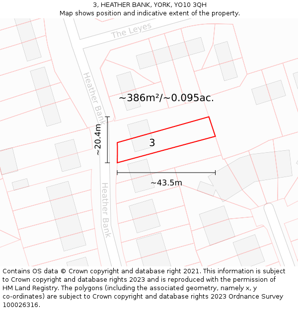 3, HEATHER BANK, YORK, YO10 3QH: Plot and title map