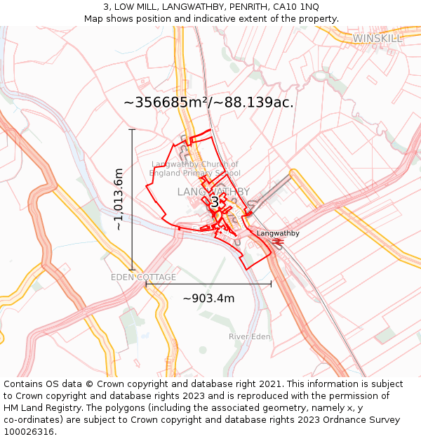 3, LOW MILL, LANGWATHBY, PENRITH, CA10 1NQ: Plot and title map