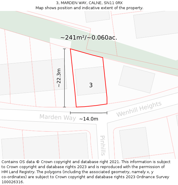 3, MARDEN WAY, CALNE, SN11 0RX: Plot and title map