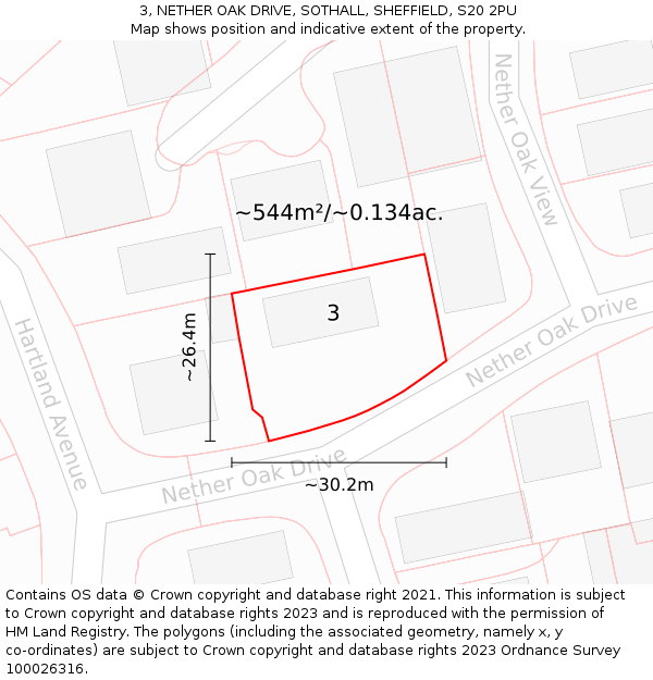 3, NETHER OAK DRIVE, SOTHALL, SHEFFIELD, S20 2PU: Plot and title map