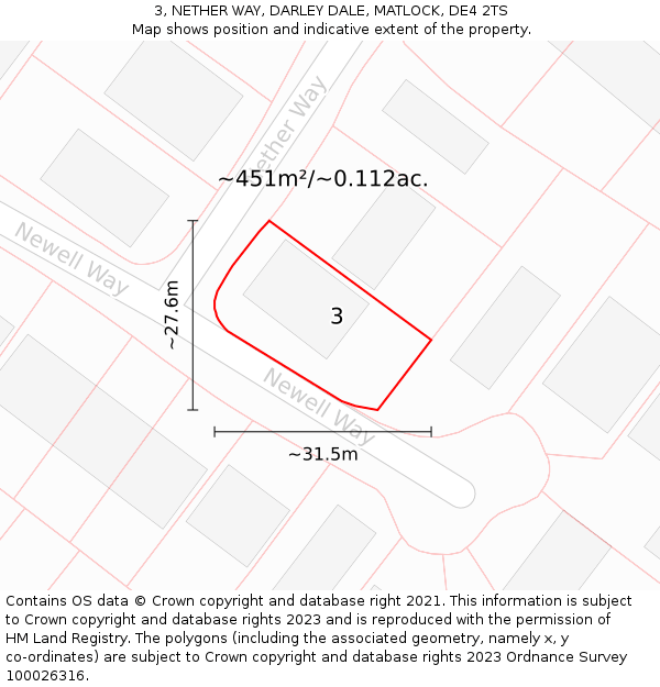 3, NETHER WAY, DARLEY DALE, MATLOCK, DE4 2TS: Plot and title map