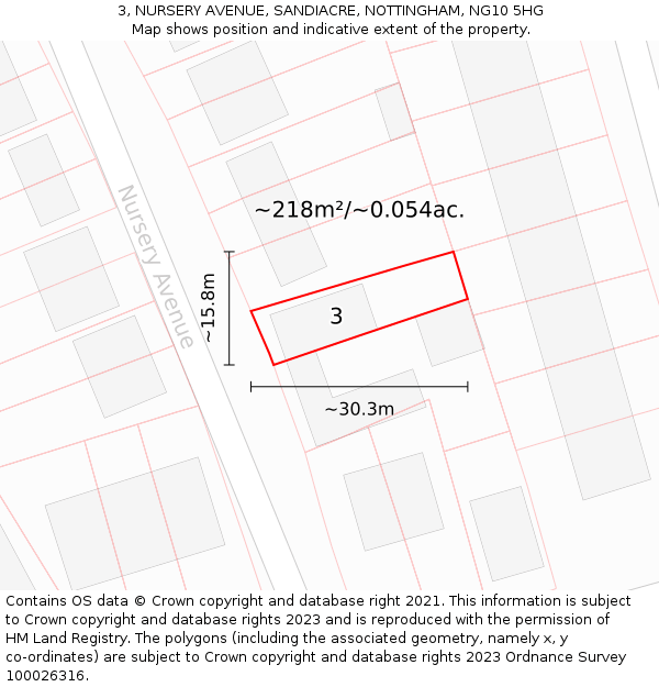 3, NURSERY AVENUE, SANDIACRE, NOTTINGHAM, NG10 5HG: Plot and title map