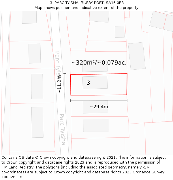 3, PARC TYISHA, BURRY PORT, SA16 0RR: Plot and title map