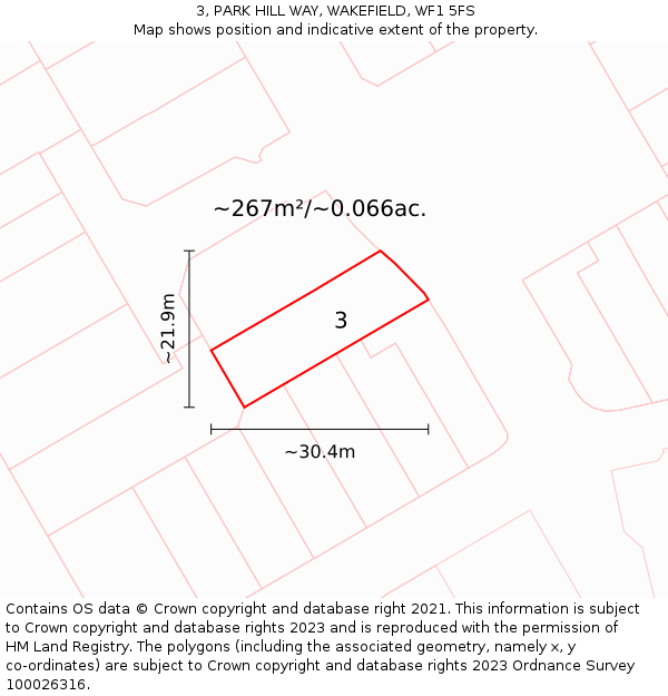 3, PARK HILL WAY, WAKEFIELD, WF1 5FS: Plot and title map