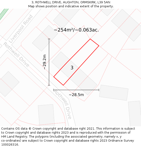 3, ROTHWELL DRIVE, AUGHTON, ORMSKIRK, L39 5AN: Plot and title map