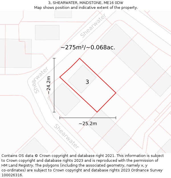 3, SHEARWATER, MAIDSTONE, ME16 0DW: Plot and title map