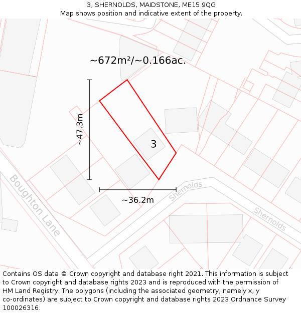 3, SHERNOLDS, MAIDSTONE, ME15 9QG: Plot and title map