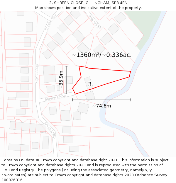 3, SHREEN CLOSE, GILLINGHAM, SP8 4EN: Plot and title map