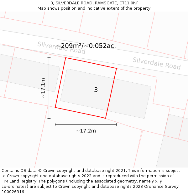 3, SILVERDALE ROAD, RAMSGATE, CT11 0NF: Plot and title map