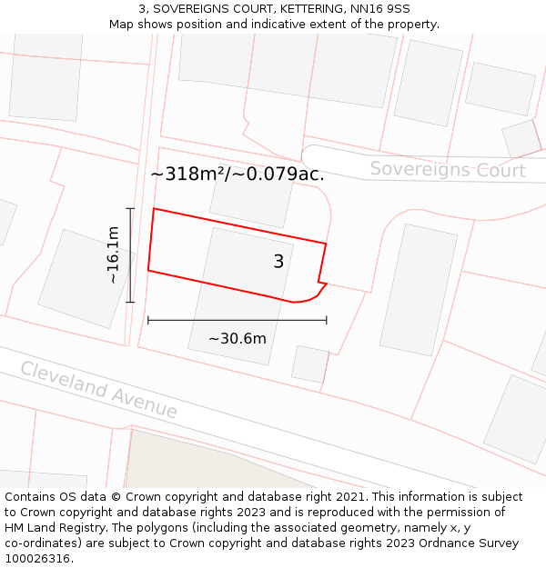 3, SOVEREIGNS COURT, KETTERING, NN16 9SS: Plot and title map