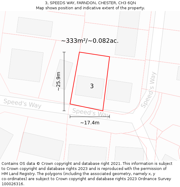 3, SPEEDS WAY, FARNDON, CHESTER, CH3 6QN: Plot and title map