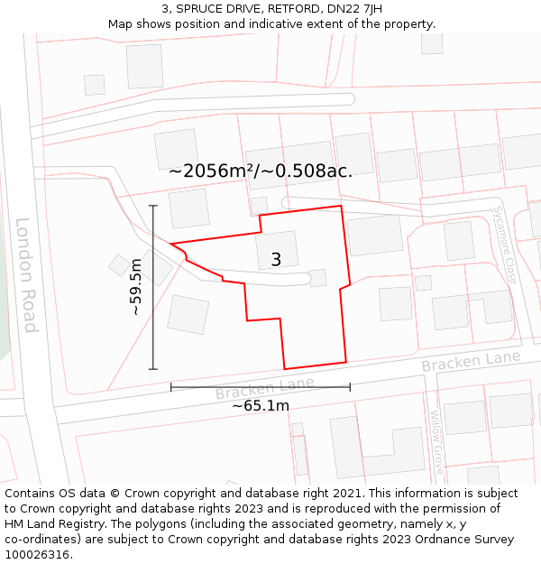 3, SPRUCE DRIVE, RETFORD, DN22 7JH: Plot and title map